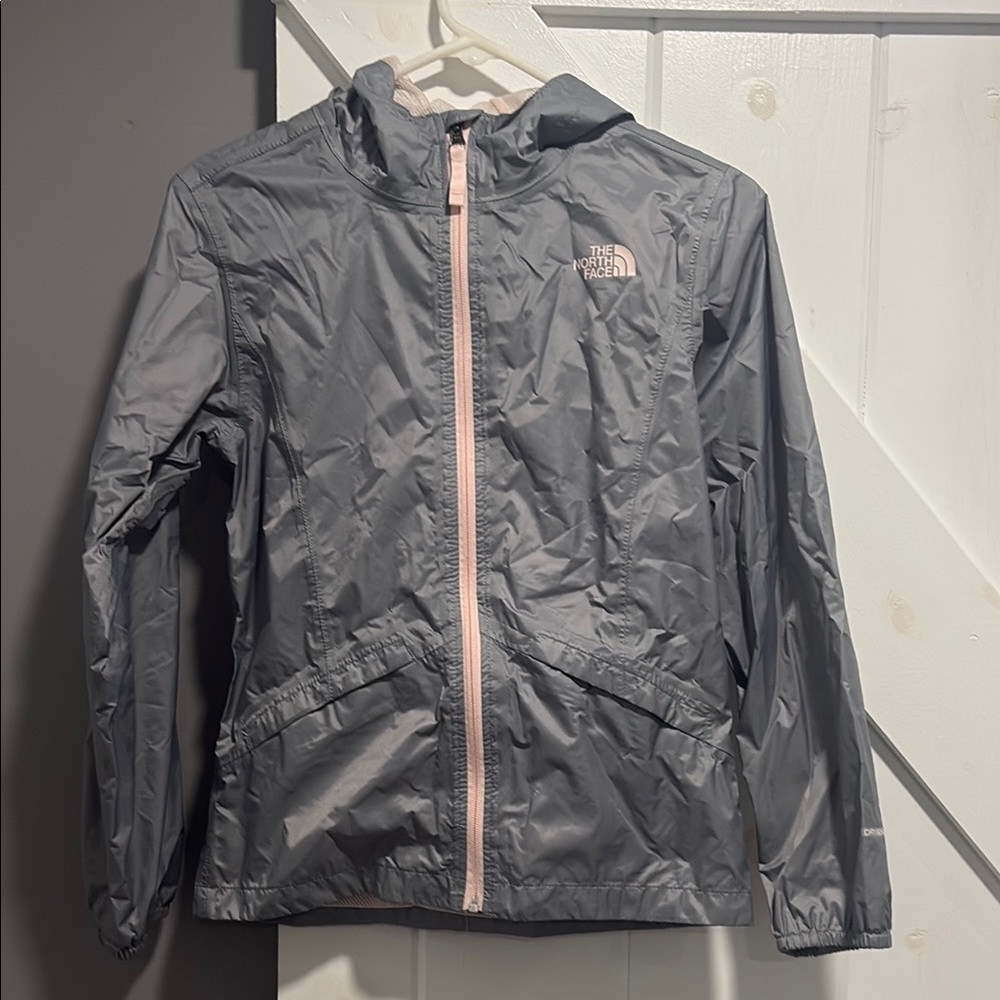 The North Face Gray and Pink Raincoat Lightweight Windbreaker